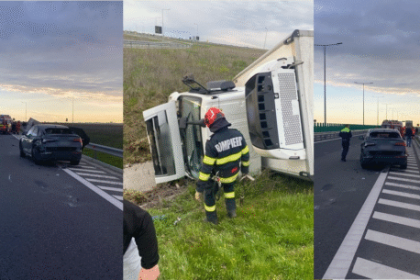 Accident pe Drumul Expres 12 in apropiere de Piatra Olt dupa ce un sofer a oprit fara motiv pe carosabil FOTO