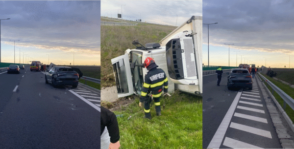 Accident pe Drumul Expres 12 in apropiere de Piatra Olt dupa ce un sofer a oprit fara motiv pe carosabil FOTO