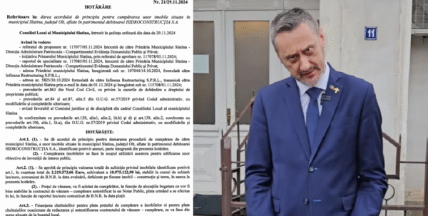 Lovitura pentru Primaria Slatina Achizitia de imobile de la Hidroconstructia solicitata de Mario De Mezzo suspendata in instanta