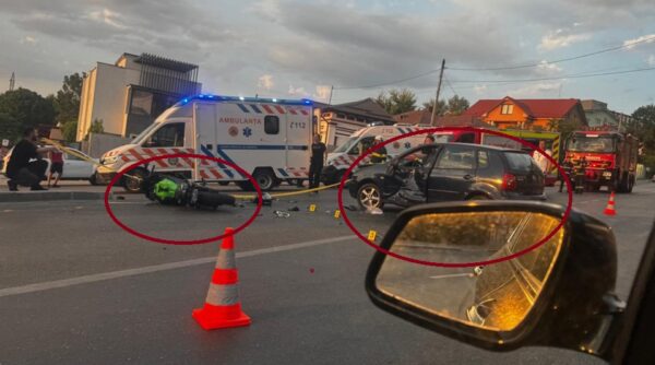 Accident grav pe o strada din Slatina Motociclist ranit in urma unui impact violent cu o masina