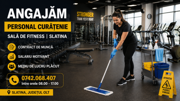 O sala de fitness din Slatina recruteaza angajati Se ofera contract de munca si salariu attractive